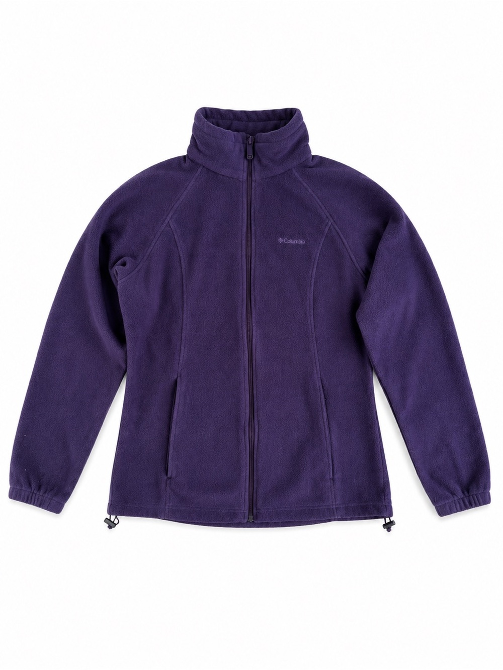 Columbia Full Zip Fleece Jacket Drawcord Hem Hiking Layer Eggplant Purple Large